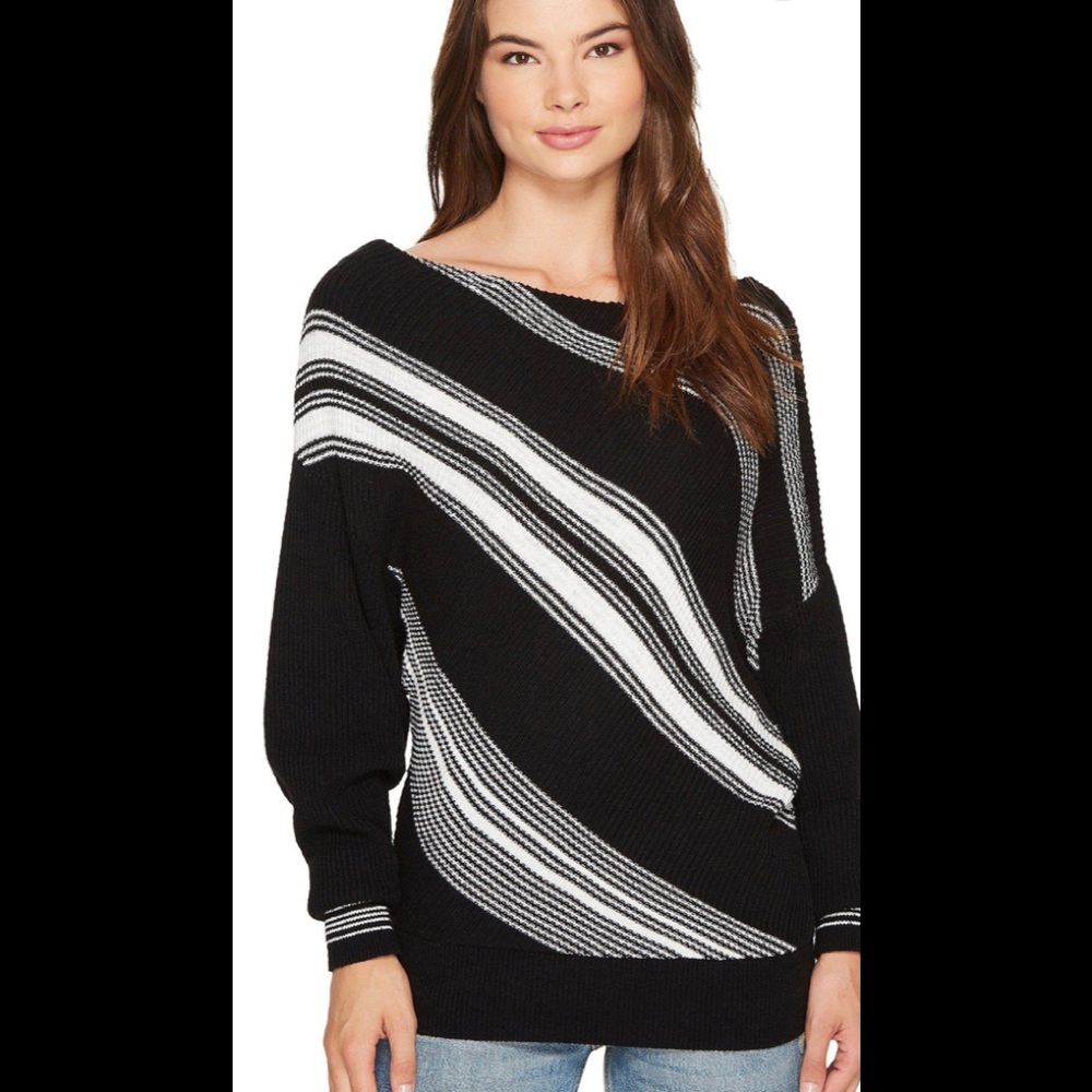 Free People Black/White Dolman Sweater XS